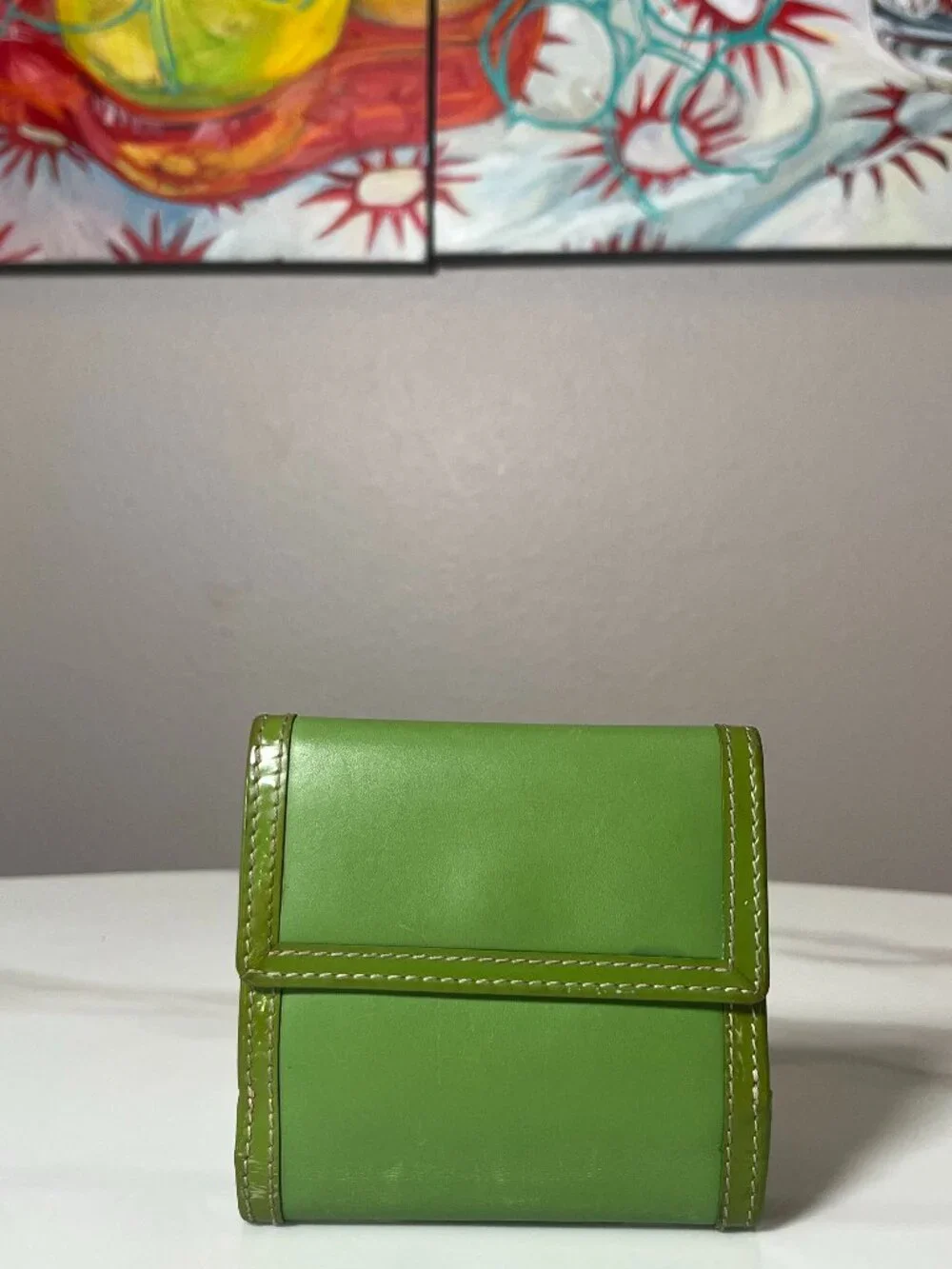 Coach Leatherware Est. 1941 Lime Green Leather Bifold Wallet Vintage Y2K - Picture 2 of 10